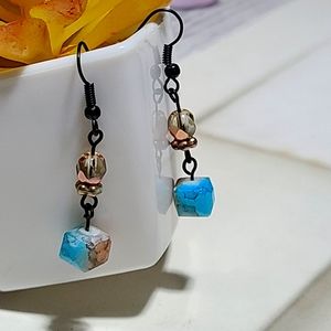 Beautiful teal and coral drop earrings